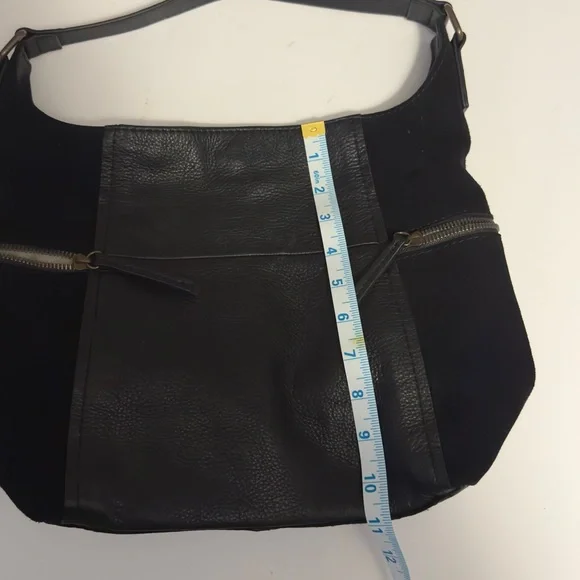 American Company Elegant Black Large Leather Suede Hobo Bag - Picture 7 of 11